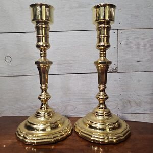 Vintage Pair of Baldwin Solid Brass Candlestick Holders - Polished...